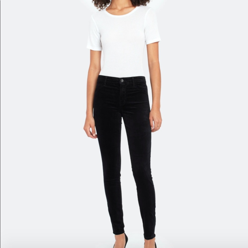 J Brand mid-rise velvet black skinny pants